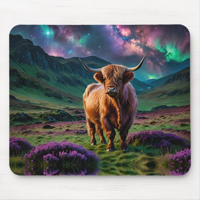 Highland Cow Under The Stars Mouse Pad (Front)
