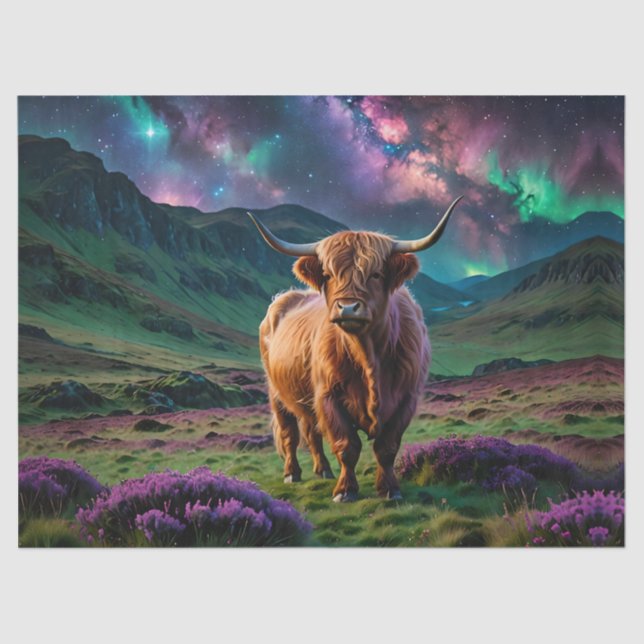 Highland Cow Under The stars Tissue Paper (Front)
