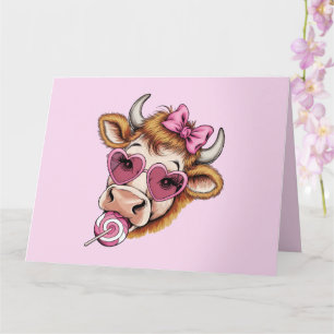 Highland Cow Valentine Coquette Valentine's Day  Card