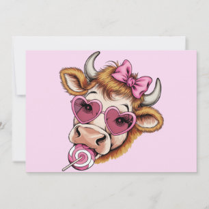 Highland Cow Valentine Coquette Valentine's Day Holiday Card
