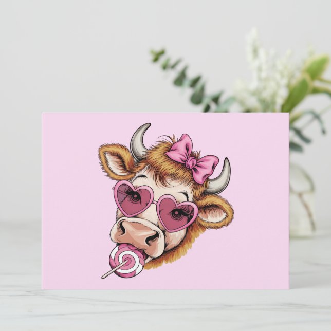 Highland Cow Valentine Coquette Valentine's Day  Invitation (Standing Front)