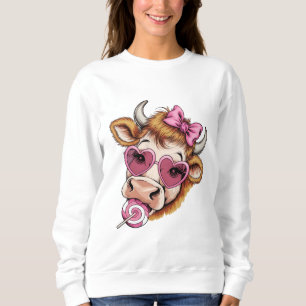 Highland Cow Valentine Coquette Valentine's Day Sweatshirt