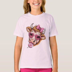 Highland Cow Valentine Coquette Valentine's Day T-Shirt