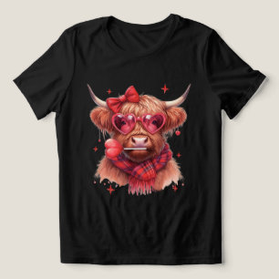 Highland Cow Valentine Mens Womens Valentine Day Tri-Blend Shirt
