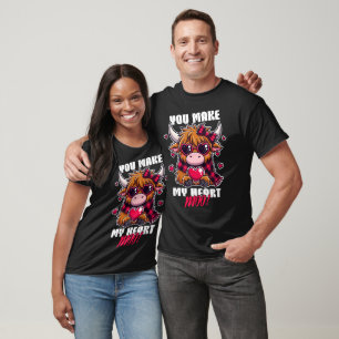Highland Cow Valentine’s Design – You Make My Hear T-Shirt