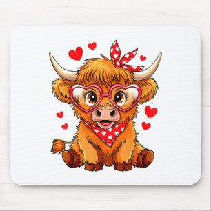 Highland Cow Valentines Day Funny Hearts Valentine Mouse Pad