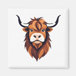 Highland Cow Vector Art Animal Modern Urban City Magnet