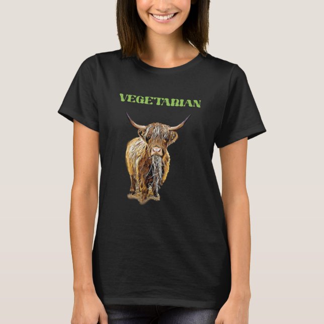 Highland Cow  Vegetarian T-Shirt (Front)