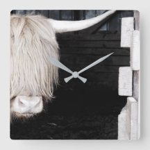 Highland Cow Wall Clock, 10.75" Square Acrylic