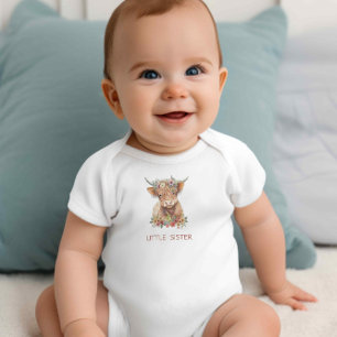 Highland Cow watercolor cute cattle scottish Boho Baby Bodysuit