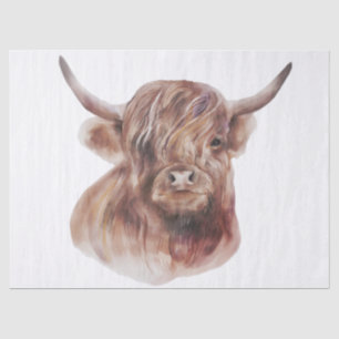Highland Cow Watercolor Tissue Paper