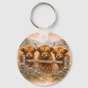 Highland Cow - Watercolour Animals Keychain