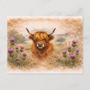 Highland Cow - Watercolour Animals Postcard
