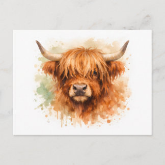 Highland Cow - Watercolour Animals Postcard