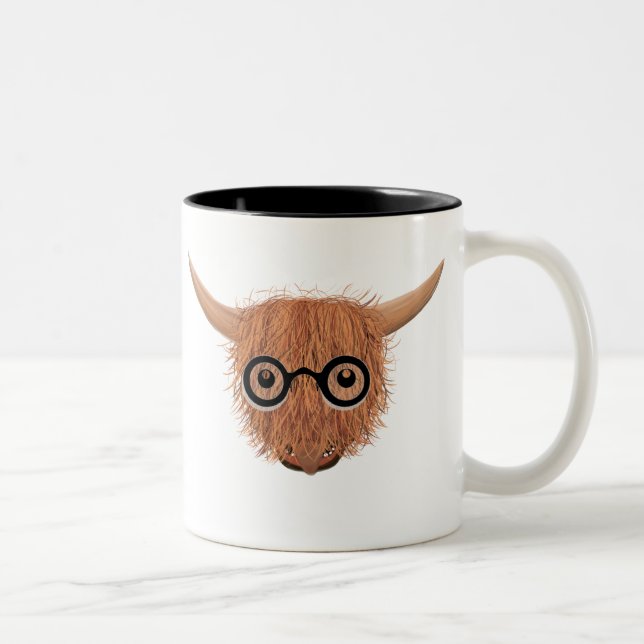 Highland Cow Wears Spectacles Mug (Right)