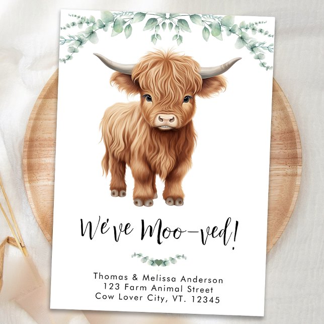 Highland Cow We've Moo-ved Boho New Address Moving Announcement (Creator Uploaded)