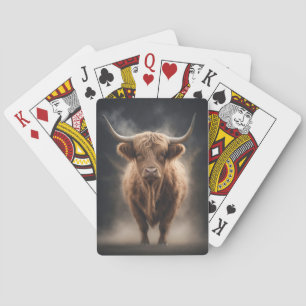 Highland Cow Wild Animal Elegant Dramatic Portrait Playing Cards