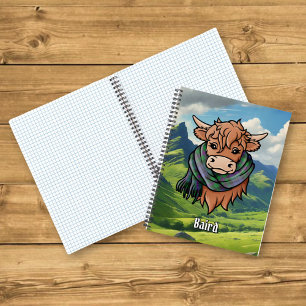 Highland Cow with Baird Tartan Scarf Notebook