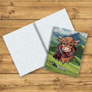Highland Cow with Brown Tartan Scarf Notebook