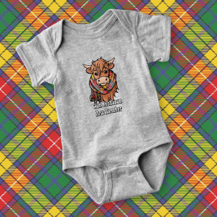 Highland Cow with Buchanan Tartan Scarf Baby Bodysuit