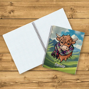 Highland Cow with Christie Tartan Scarf Notebook