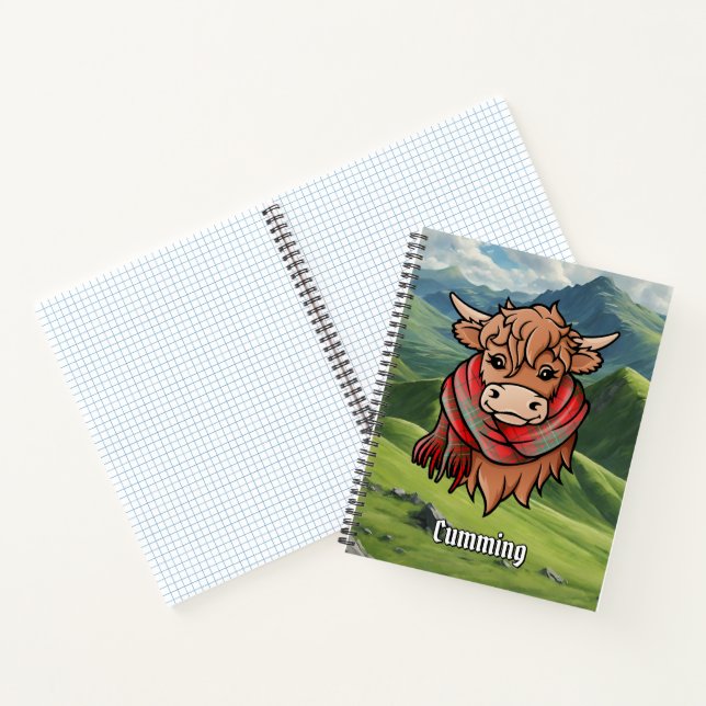 Highland Cow with Cumming Tartan Scarf Notebook (Inside)