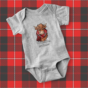 Highland Cow with Cunningham Tartan Scarf Baby Bodysuit
