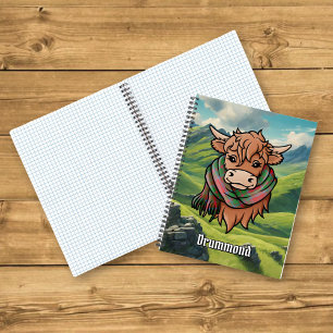 Highland Cow with Drummond Tartan Scarf Notebook