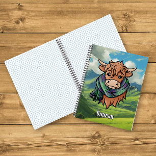 Highland Cow with Duncan Tartan Scarf Notebook