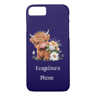 Highland Cow with Flowers Custom Case-Mate iPhone Case
