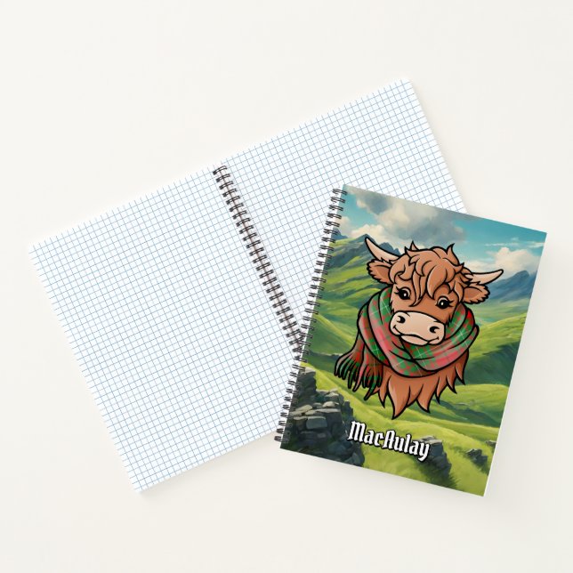 Highland Cow with MacAulay Tartan Scarf Notebook (Inside)