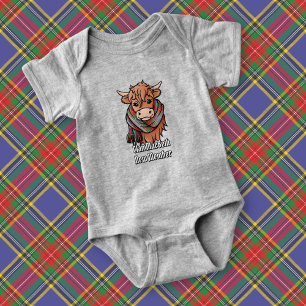 Highland Cow with MacBeth Tartan Scarf Baby Bodysuit