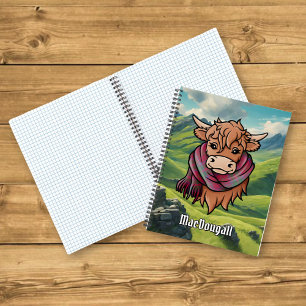 Highland Cow with MacDougall Tartan Scarf Notebook