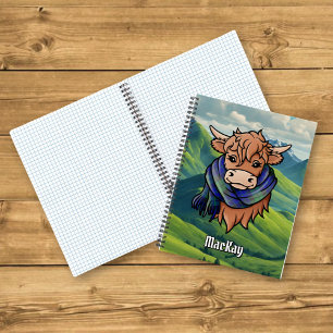 Highland Cow with MacKay Tartan Scarf Notebook
