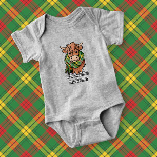 Highland Cow with MacMillan Tartan Scarf Baby Bodysuit