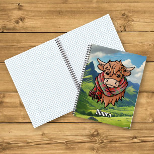Highland Cow with Munro Tartan Scarf Notebook