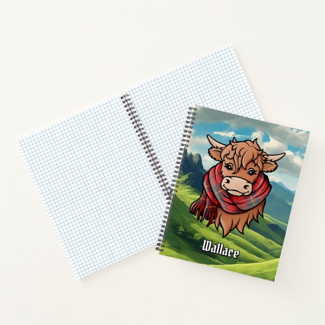 Highland Cow with Wallace Tartan Scarf Notebook (Inside)
