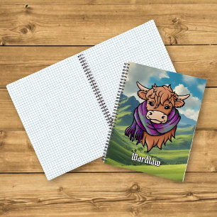 Highland Cow with Wardlaw Tartan Scarf Notebook