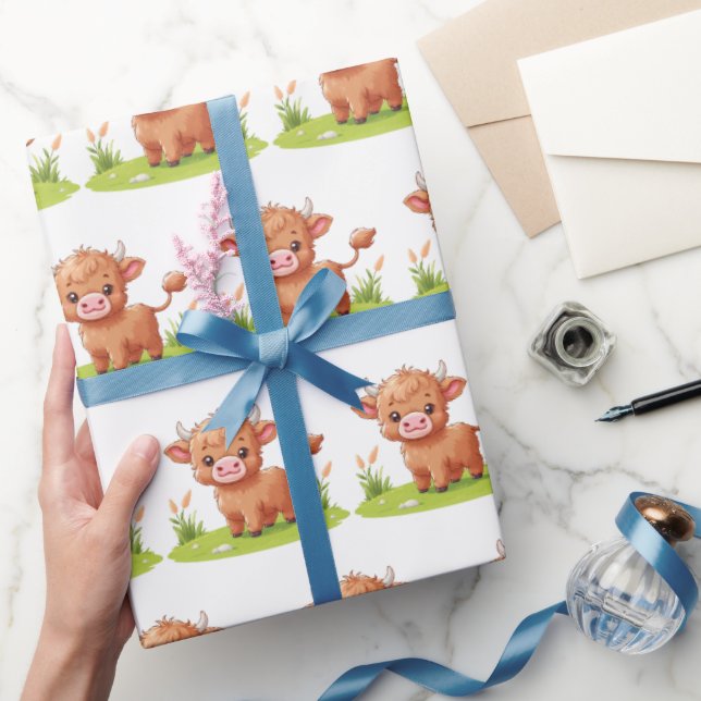 Highland Cow Wrapping Paper, Farm Ranch Gift Wrap (Gifting)