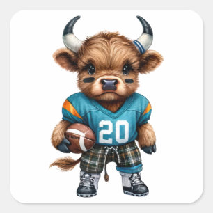 Highland Cows and Football Square Sticker