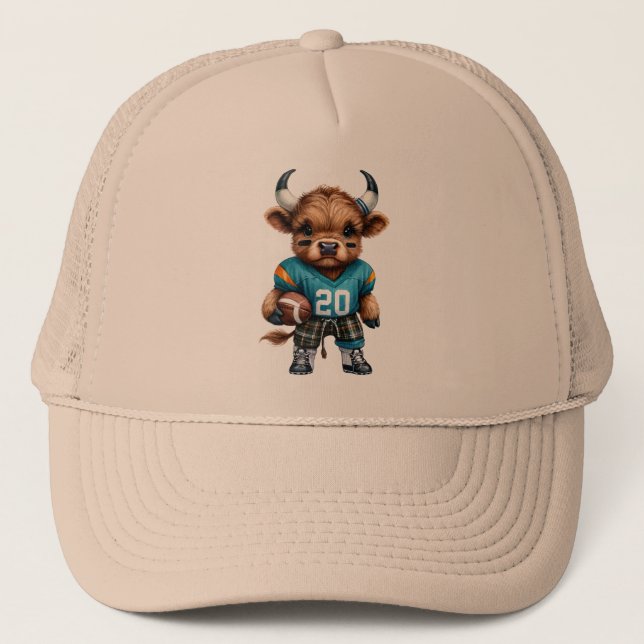 Highland Cows and Football Trucker Hat (Front)