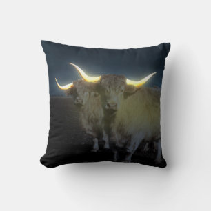 Highland Cows Glowing In The Dark, Cushion