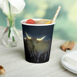 Highland Cows Glowing In The Dark, Paper Cups