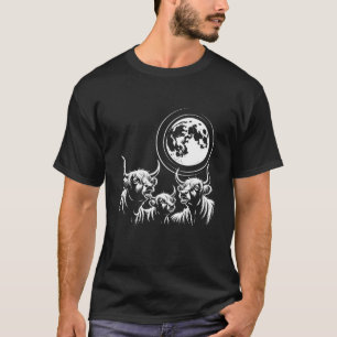 Highland Cows Howling at Moon Funny Animal Western T-Shirt