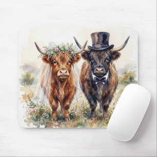 Highland Cows in Wedding Attire Mouse Pad