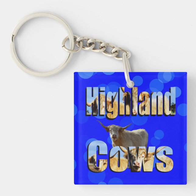 Highland Cows Name Picture logo, Keychain (Front)