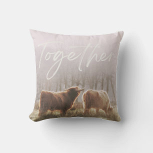 HIghland Cows Together Square Cushion Pillow