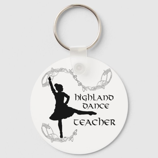 Highland Dance Teacher - Black Silhouette Keychain (Front)