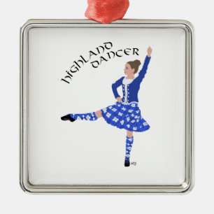 Highland Dancer in Blue Metal Ornament