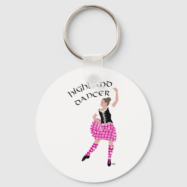 Highland Dancer Pink Keychain (Front)